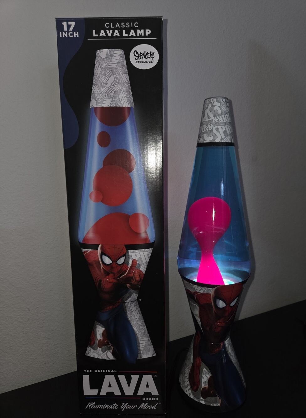 New Lava Lamp Marvel Spider-Man 17" Red Lava Blue Liquid 32 Oz Licensed